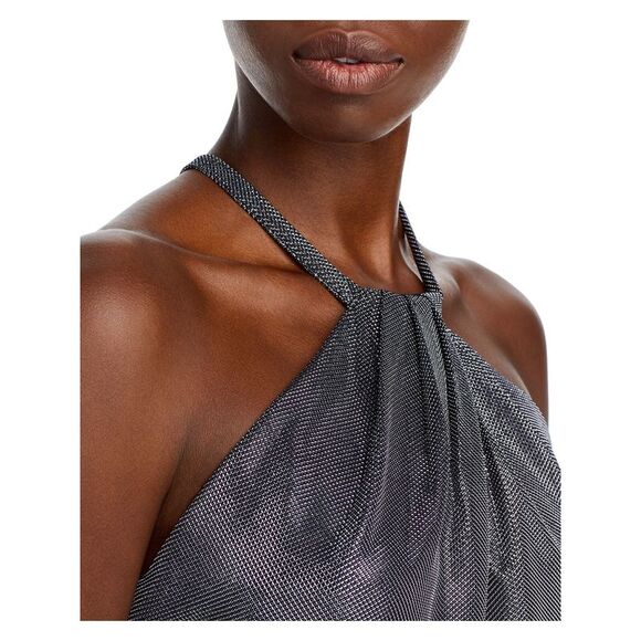 RAMY BROOK Womens Silver Twist Front Sleeveless Halter Midi Sheath Dress 0 - Picture 3 of 3